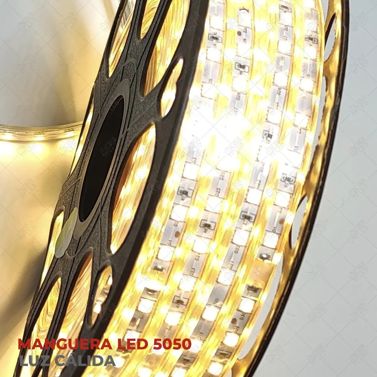 Manguera Led 5050 Hee 25m Ip65 3000k Con Conector Exterior