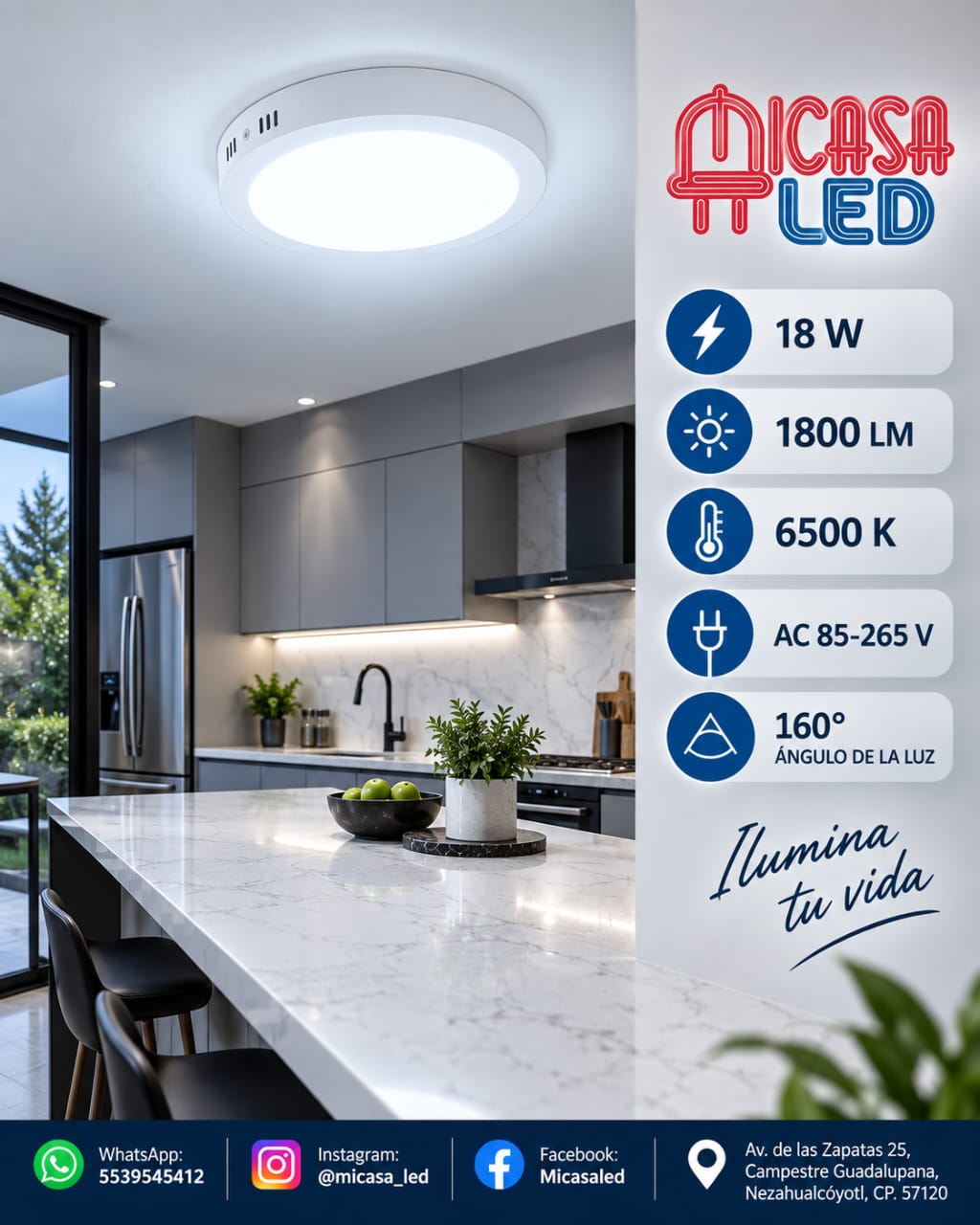 Panel Lámpara LED de Sobreponer Redondo 18W SL