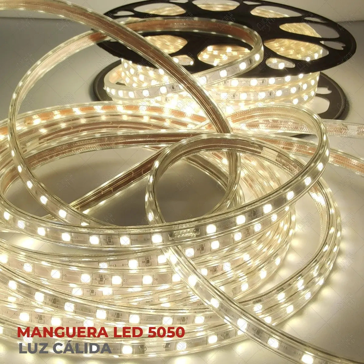 Manguera Led 5050 Hee 25m Ip65 3000k Con Conector Exterior