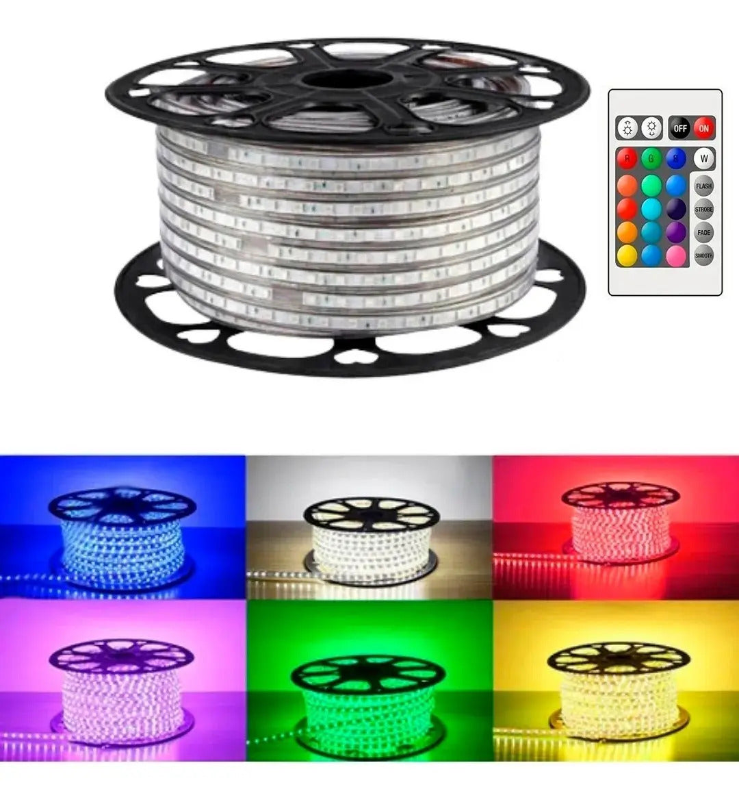 Tira Led Hee 25m Rgb 5050 Ip65 Multicolor Con Controlador De Color Multicolor/rgb
