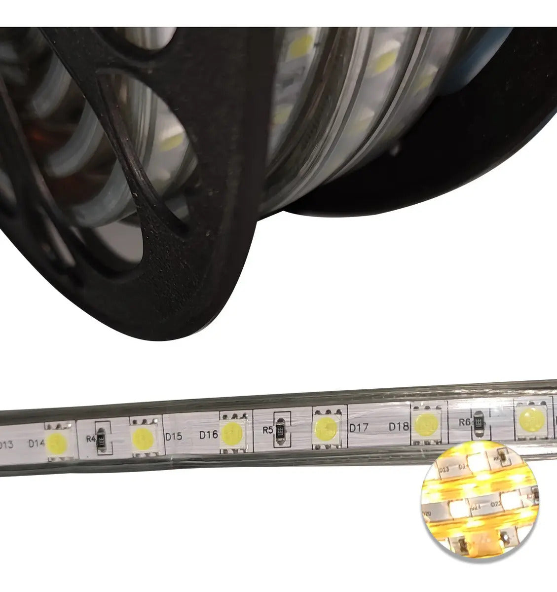 Manguera Led 5050 Hee 25m Ip65 3000k Con Conector Exterior