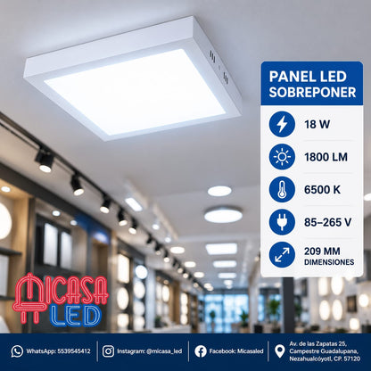 Panel Lámpara LED de Sobreponer Cuadrado 18W SL
