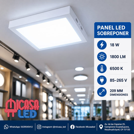 Panel Lámpara LED de Sobreponer Cuadrado 18W SL
