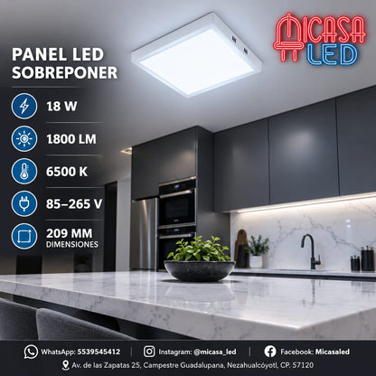 Panel Lámpara LED de Sobreponer Cuadrado 18W SL