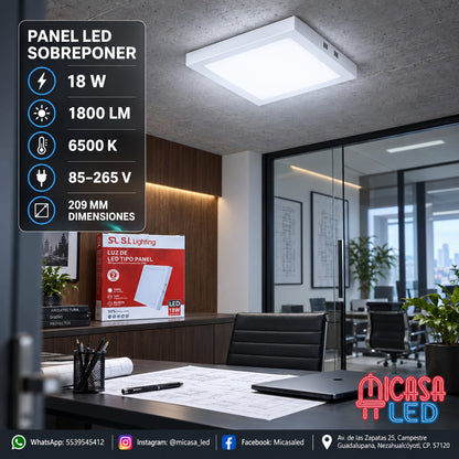 Panel Lámpara LED de Sobreponer Cuadrado 18W SL