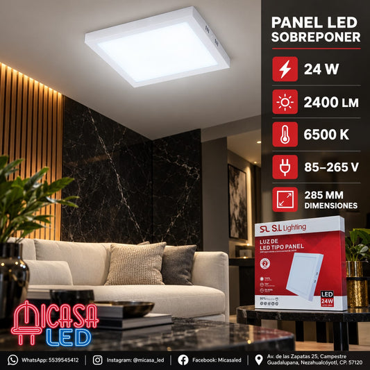 Panel LED de sobreponer cuadrado 24W