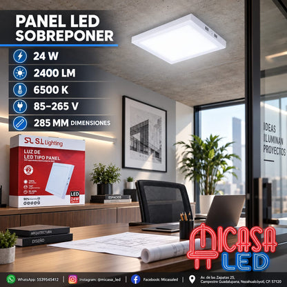 Panel Lámpara LED de Sobreponer Cuadrado 24W SL
