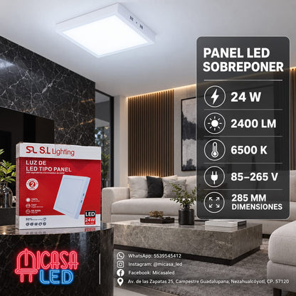 Panel Lámpara LED de Sobreponer Cuadrado 24W SL