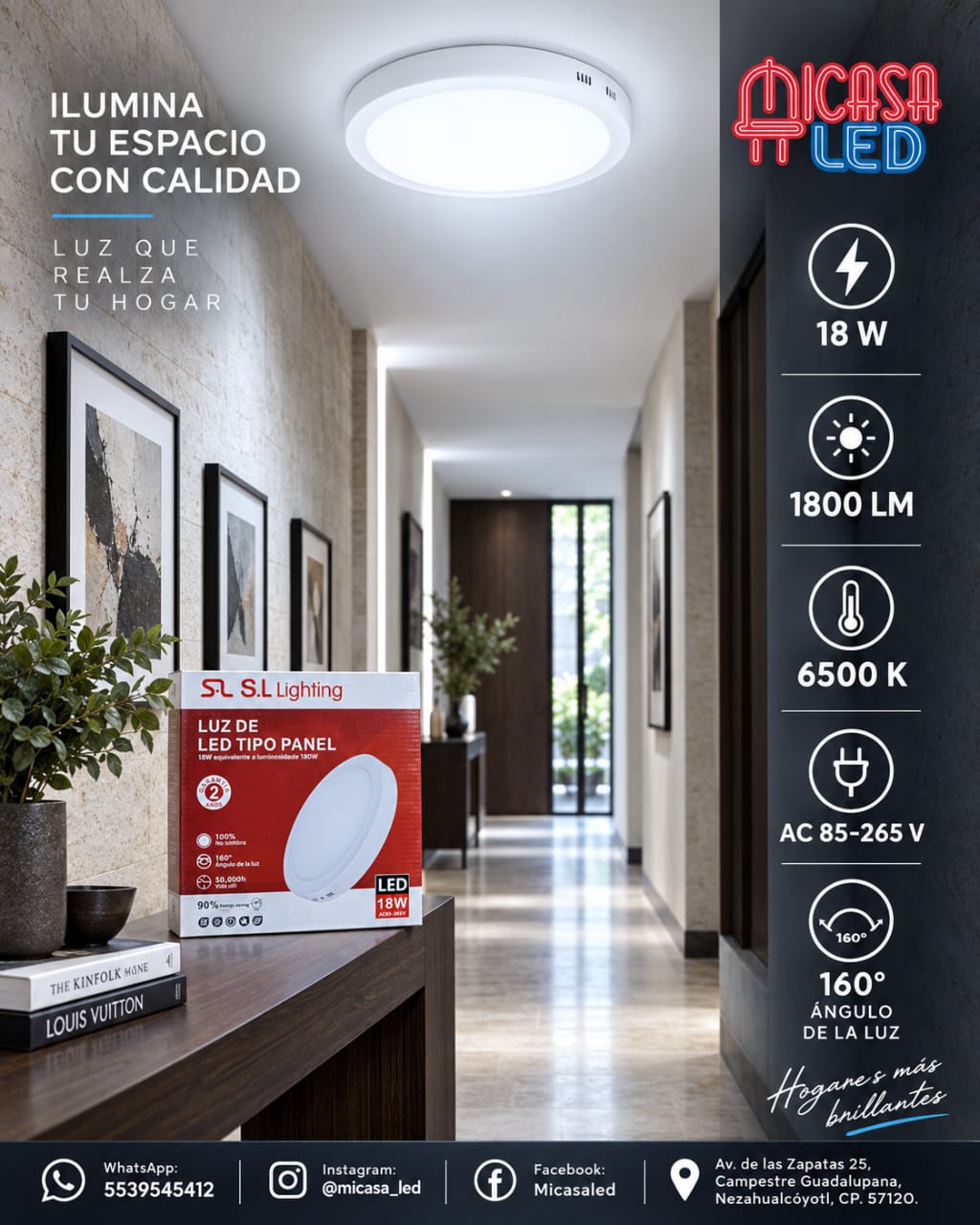 Panel Lámpara LED de Sobreponer Redondo 18W SL