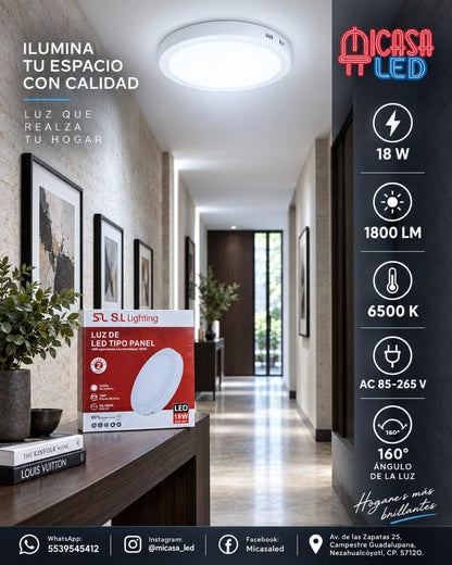 Panel Lámpara LED de Sobreponer Redondo 18W SL