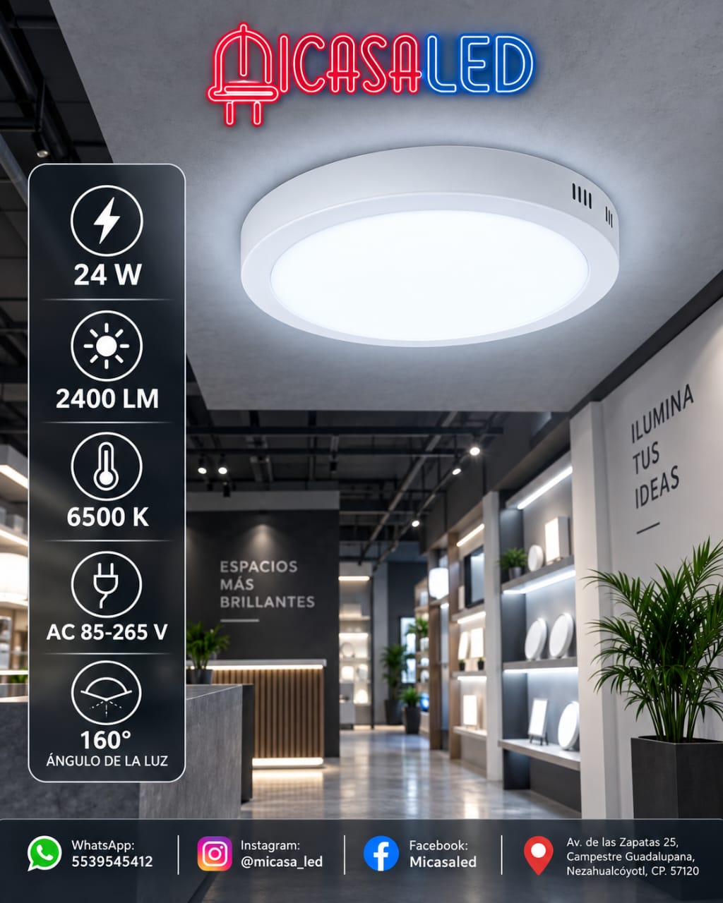 Panel Lámpara LED de Sobreponer Redondo 24W SL