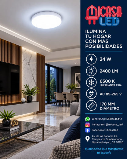 Panel Lámpara LED de Sobreponer Redondo Tipo Aspirina 24W SL