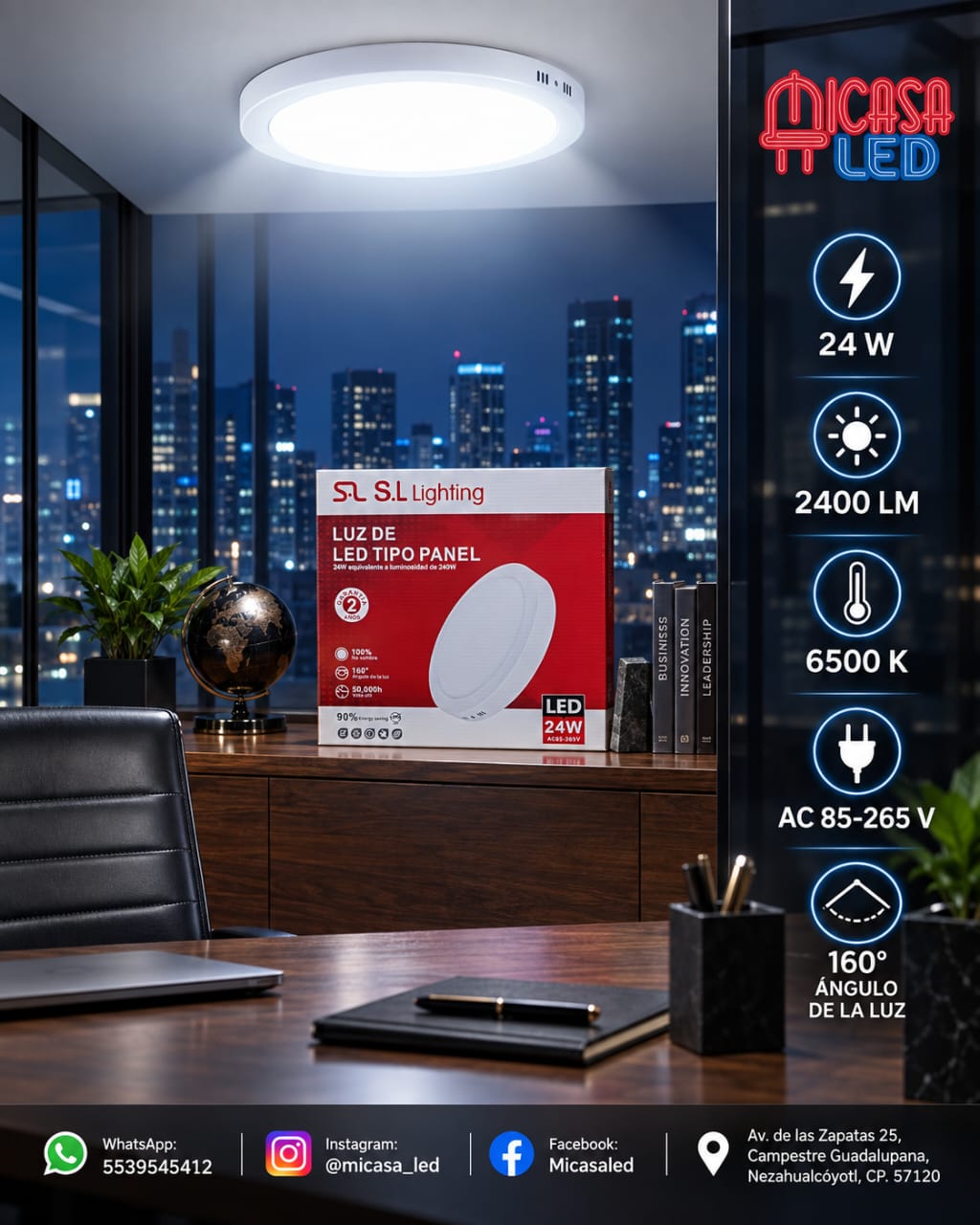 Panel Lámpara LED de Sobreponer Redondo 24W SL