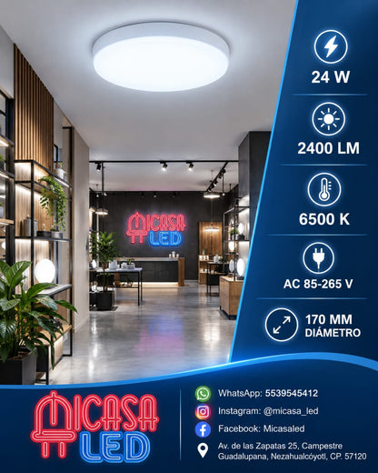 Panel Lámpara LED de Sobreponer Redondo Tipo Aspirina 24W SL