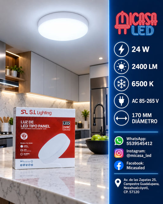 Panel LED redondo tipo aspirina 24W