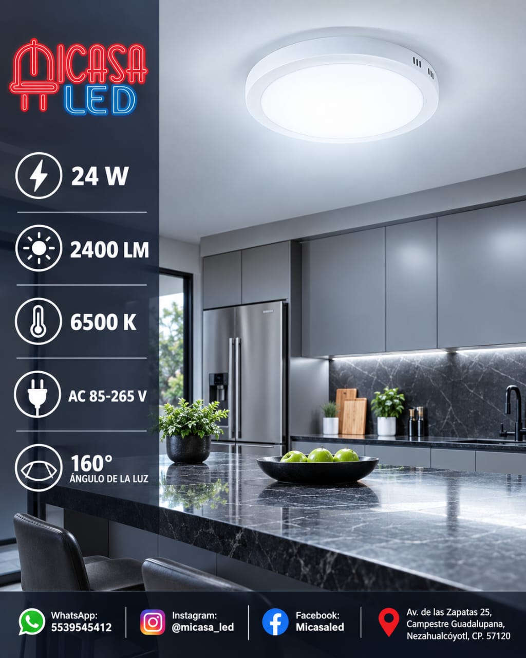 Panel Lámpara LED de Sobreponer Redondo 24W SL