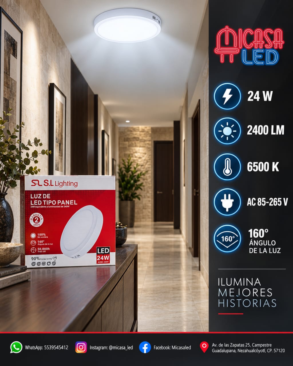 Panel Lámpara LED de Sobreponer Redondo 24W SL