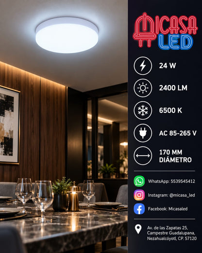 Panel Lámpara LED de Sobreponer Redondo Tipo Aspirina 24W SL