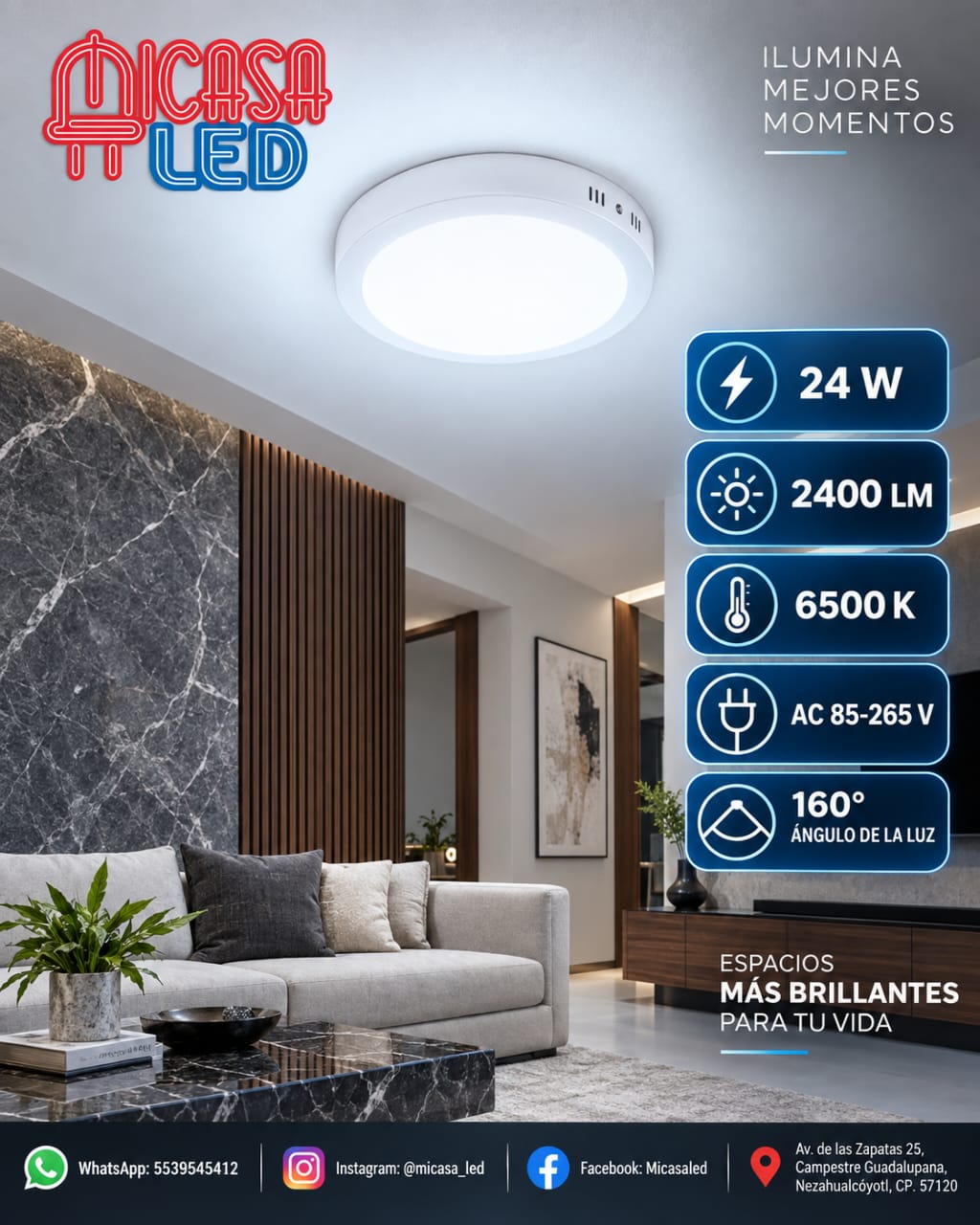 Panel Lámpara LED de Sobreponer Redondo 24W SL