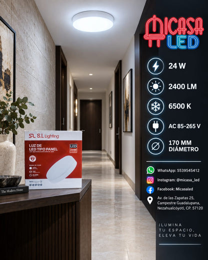 Panel Lámpara LED de Sobreponer Redondo Tipo Aspirina 24W SL