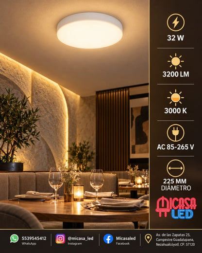 Panel Lámpara LED de Sobreponer Redondo Tipo Aspirina 32W SL