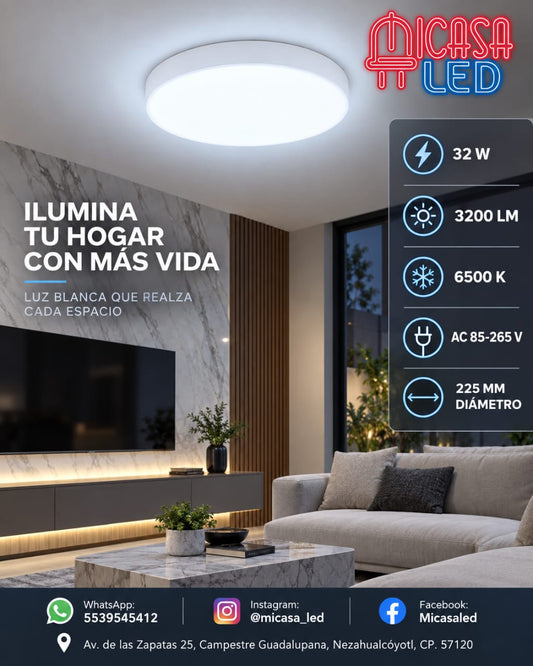 Panel Lámpara LED de Sobreponer Redondo Tipo Aspirina 32W SL