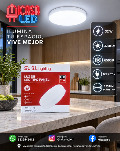 Panel Lámpara LED de Sobreponer Redondo Tipo Aspirina 32W SL