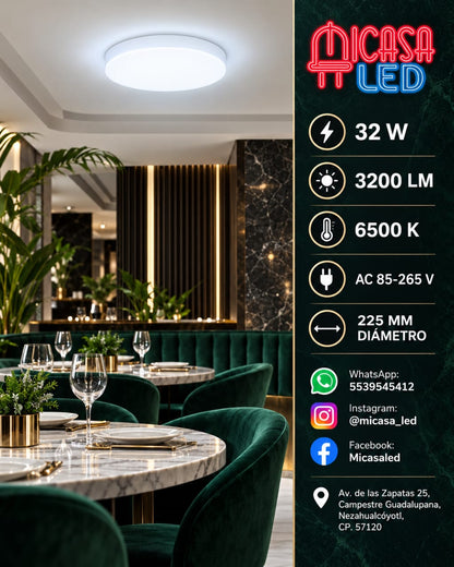 Panel Lámpara LED de Sobreponer Redondo Tipo Aspirina 32W SL