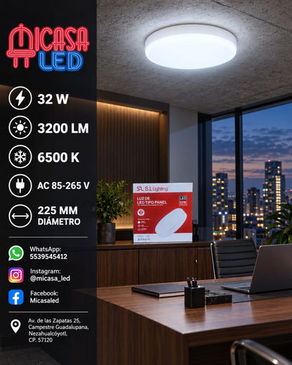 Panel Lámpara LED de Sobreponer Redondo Tipo Aspirina 32W SL