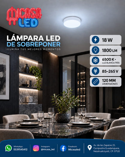 Panel Lámpara LED de Sobreponer Redondo Tipo Aspirina 18W SL