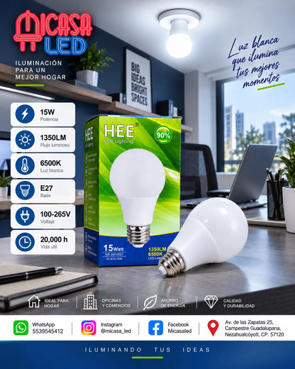 Foco LED HEE A70 15 W Luz Blanca 6500 K E27