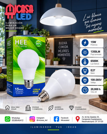 Foco LED HEE A70 15 W Luz Blanca 6500 K E27