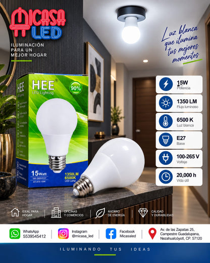 Foco LED HEE A70 15 W Luz Blanca 6500 K E27