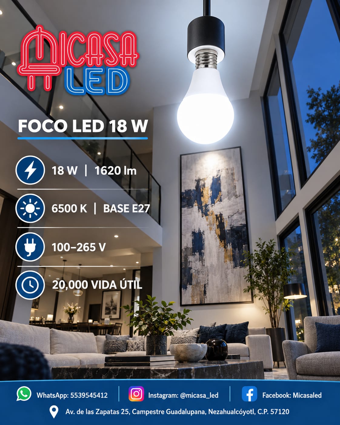 Foco LED HEE A80 18 W Luz Blanca 6500 K E27