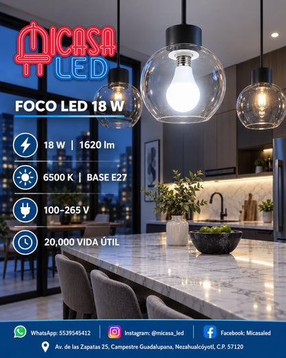 Foco LED HEE A80 18 W Luz Blanca 6500 K E27