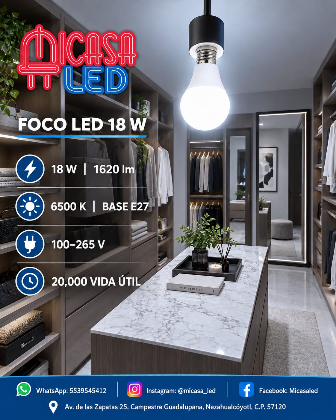 Foco LED HEE A80 18 W Luz Blanca 6500 K E27