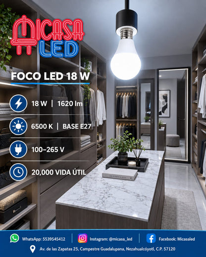 Foco LED HEE A80 18 W Luz Blanca 6500 K E27
