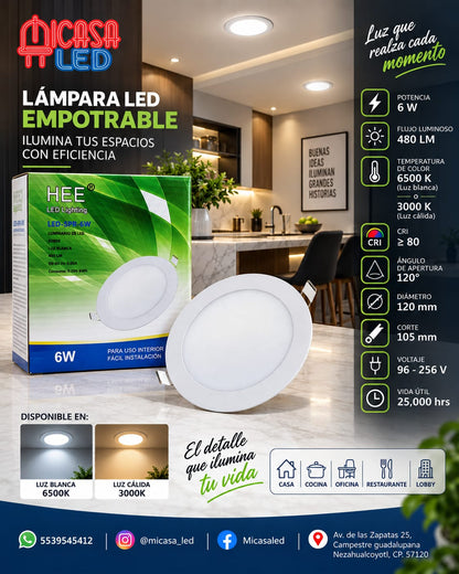 Lámpara LED empotrable slim redonda HEE de 6W