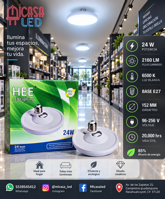 Foco Lámpara LED Tipo UFO 24W E27 6500K HEE (2160 LM)