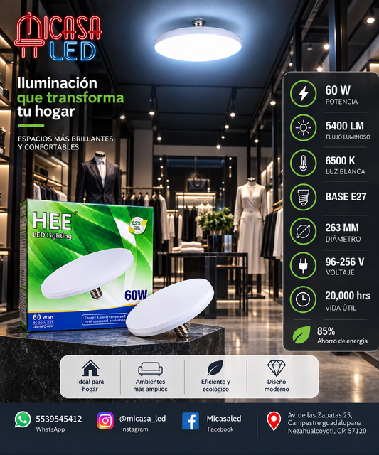 Foco Lámpara LED Tipo UFO 60W E27 6500K HEE (5400 LM)