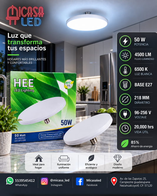 Foco Lámpara LED Tipo UFO 50W E27 6500K HEE (4500 LM)
